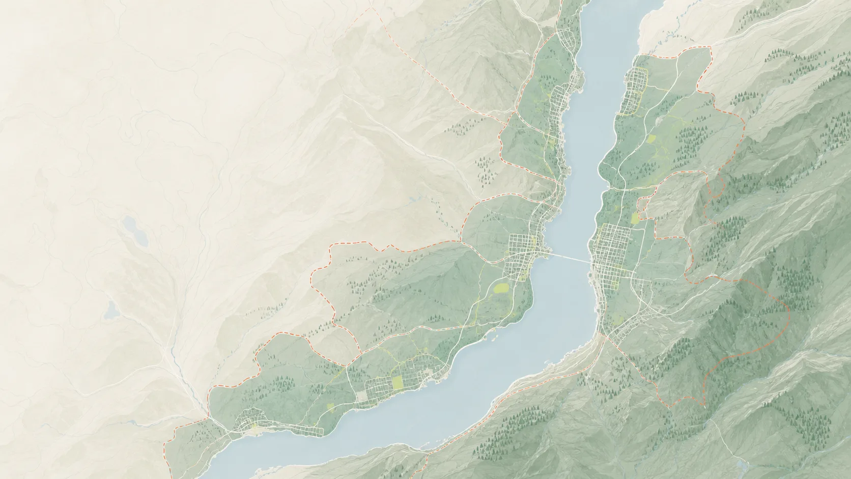 Illustrated map of Kelowna and the Central Okanagan service region